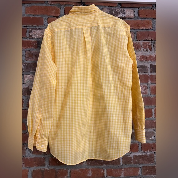 LL Bean Yellow Gingham Wrinkle Resistant Men's Shirt Size M - Picture 10 of 12